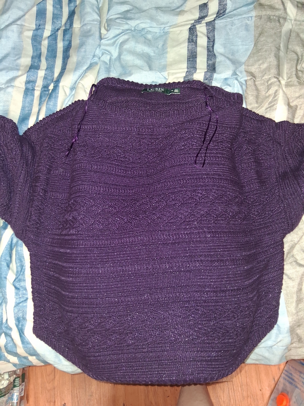 Lauren Ralph Lauren Purple Textured Crewneck Sweater